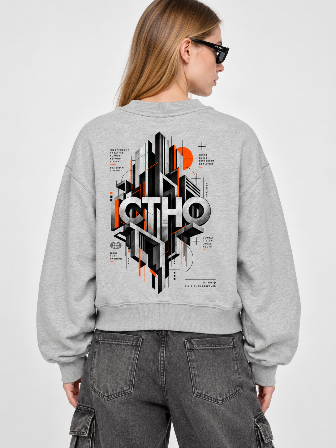 ICTHO Urban Geometry Crop Sweatshirt